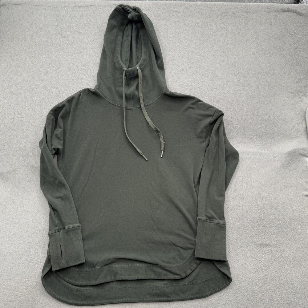Sweaty Betty Hoodie Womens Medium Olive Green Funnel Neck Made in Italy Pockets